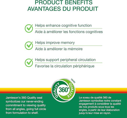 Jamieson Ginkgo Biloba 80mg 60+30 Caplets