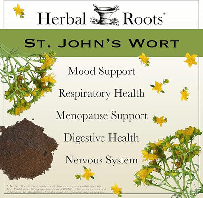 Herbal Roots St Johns Wort Capsules | 450 mg per Serving | Pure St. John’s Wort with No Binders or Fillers Non GMO | 60 Vegan Capsules