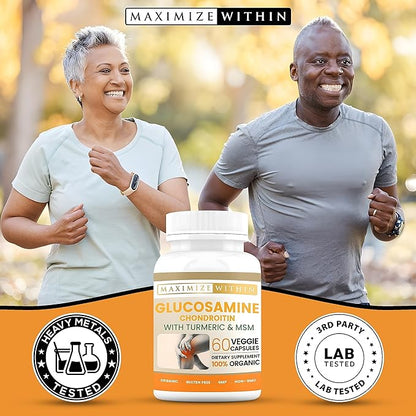 Glucosamine Chondroitin with Turmeric & MSM for Healthy Joints, 60 Veggie Capsules