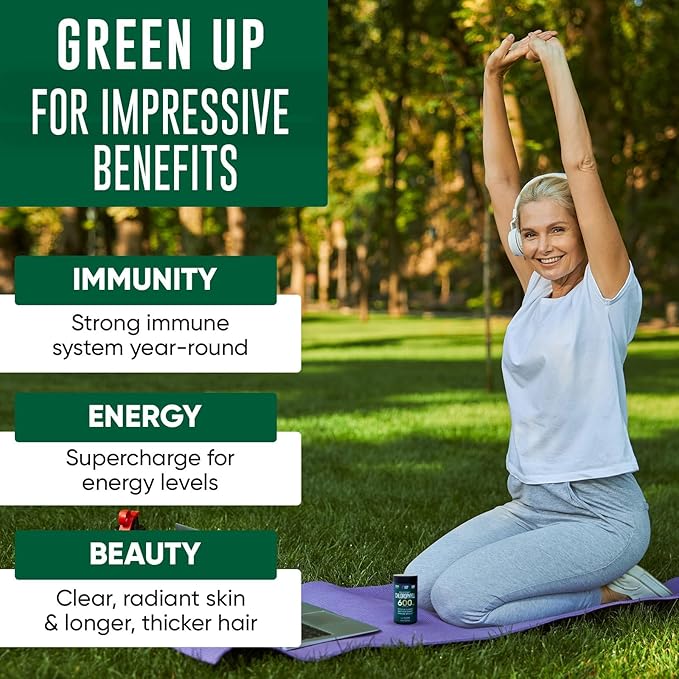 Chlorophyll Capsules 600 mg - Natural Chlorophyll Pills for Women & Men - Highly BioAvailable Chlorophyll Supplement for Energy, Immunity, Skin + Internal Deodorant