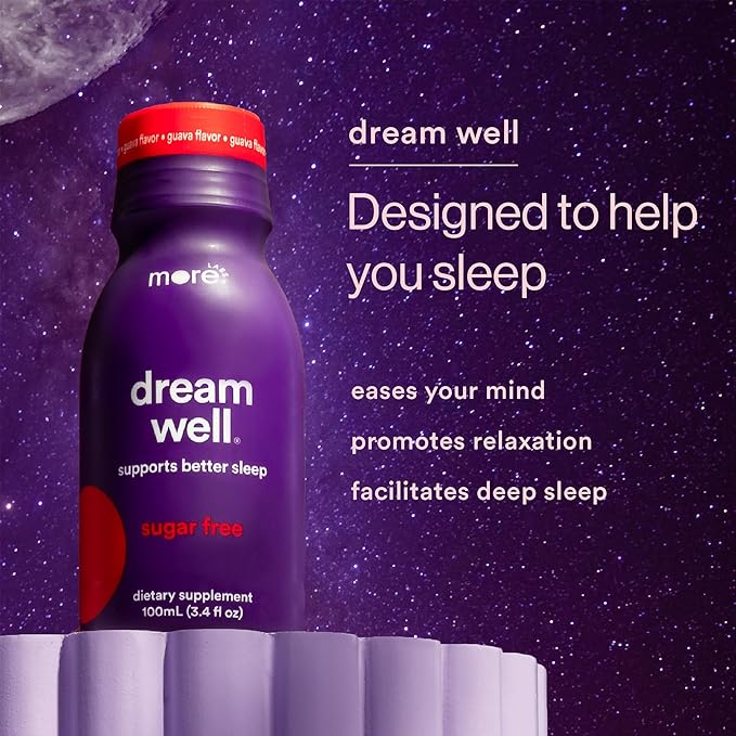 More Labs Dream Well, 5MG Melatonin Holistic Sleep Drink Solution, Non-Habit Forming with 5HTP, Lemon Balm, Jujube Seed, Glycine (Pack of 12)