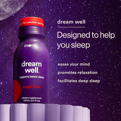 More Labs Dream Well, 5MG Melatonin Holistic Sleep Drink Solution, Non-Habit Forming with 5HTP, Lemon Balm, Jujube Seed, Glycine (Pack of 12)
