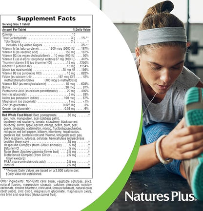 NaturesPlus Adult's Chewable - 60 Tablets, Exotic Red Berry Flavor - Multivitamin & Mineral - Vegetarian, Gluten Free - 60 Servings
