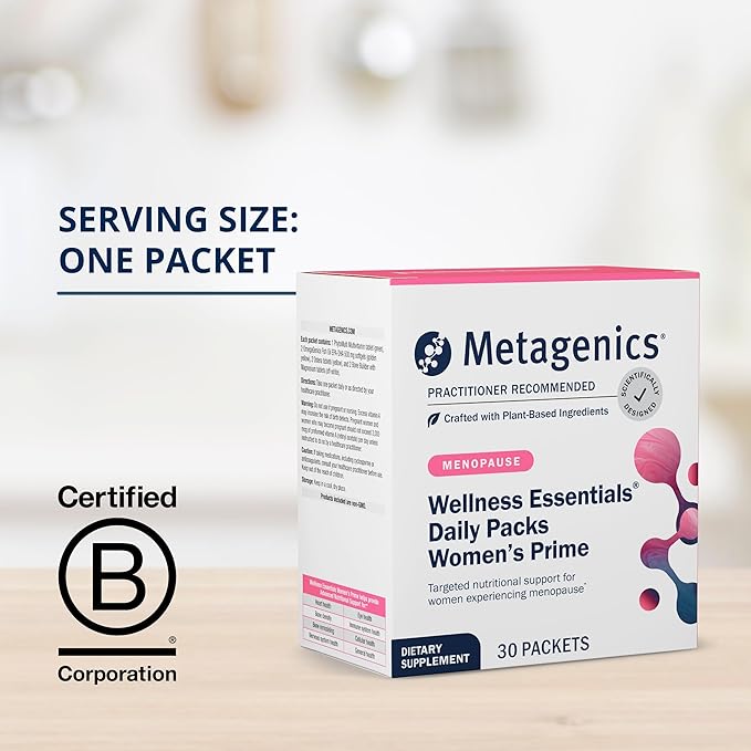 Metagenics Wellness Essentials Women's Prime Daily Packs - Menopause Support* - Daily Multivitamin Packets - Womens Multivitamins - Bone Density Support* - Omega-3 Fatty Acids - Non-GMO - 30 Packets