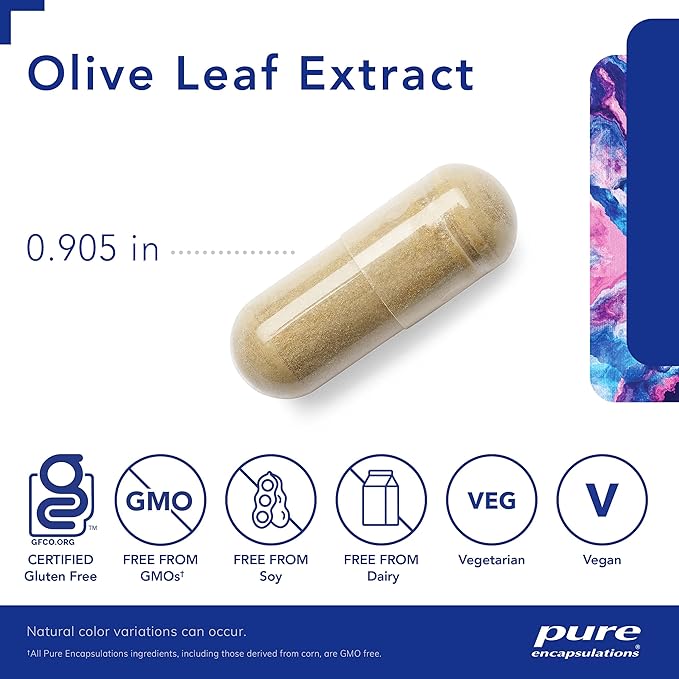 Pure Encapsulations Olive Leaf Extract | Hypoallergenic Supplement Supports Immune System and Healthy Intestinal Environment | 120 Capsules