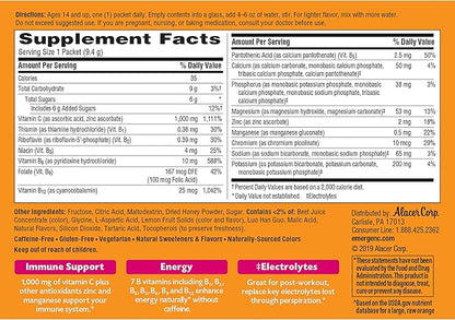 Emergen-C 1000mg Vitamin C Powder, with Antioxidants, B Vitamins and Electrolytes, Immunity Supplements for Immune Support, Caffeine Free Fizzy Drink Mix, Pink Lemonade Flavor - 30 Count