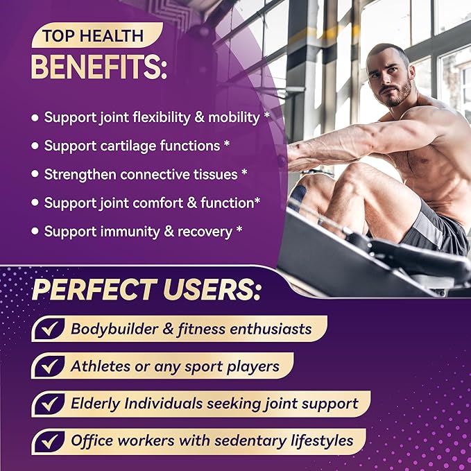 Glucosamine Enhanced Formula with MSM, Chondroitin, Turmeric, Collagen- for Joint Comfort, Cartilage Flexibility - Made in The US