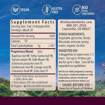 WishGarden Herbs Kick-Ass Immune Activator - Herbal Immunity Support Supplement for Adults, Plant-Based Immune Booster & Immune Defense w/Echinacea & Goldenseal, Rapid Immunity Boost Formula, 2oz