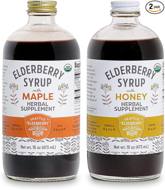 Syrup Bundle – 2 Bottles of Delicious, Gluten-Free Elderberry Herbal Supplements with Potent Immune Benefits Made from Only Organic Ingredients in Small Batches in The USA - 32oz
