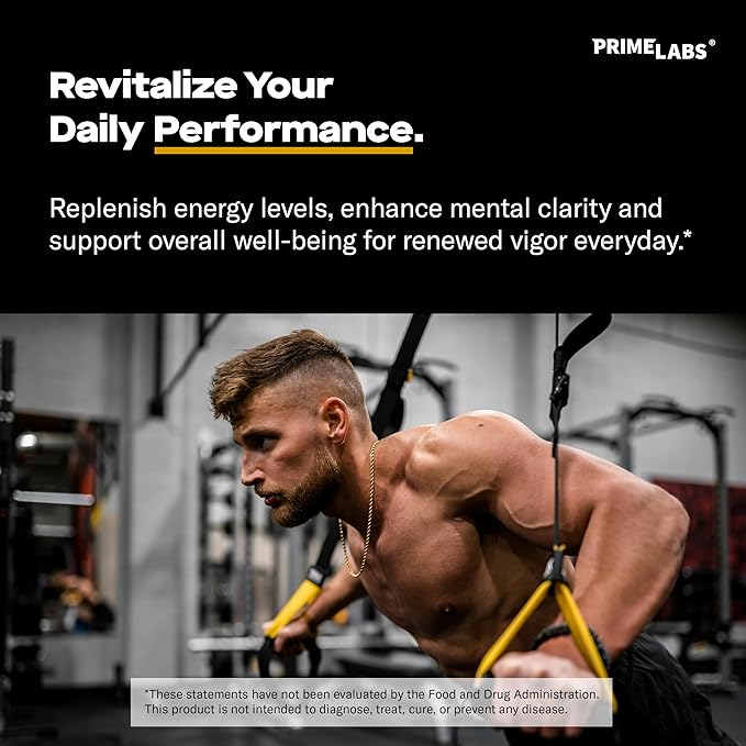 Prime Labs Tongkat Ali for Men - Plus Organic Black Maca Root and Tribulus Terrestris - Performance, Vitality, Energy - 60 Count