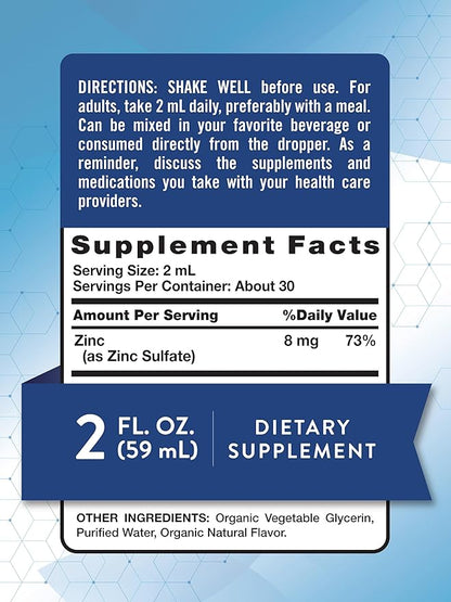 Nature's Truth Ionic Liquid Zinc Supplement | 2 fl oz | with Organic Glycerin | USDA Organic | Vegan, Non-GMO & Gluten Free