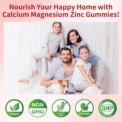 Calcium Magnesium Zinc Gummies with Vitamin D3, ashwagandha Supplement - High Potency Enhanced Absorption - Cherry Flavor-180 Count