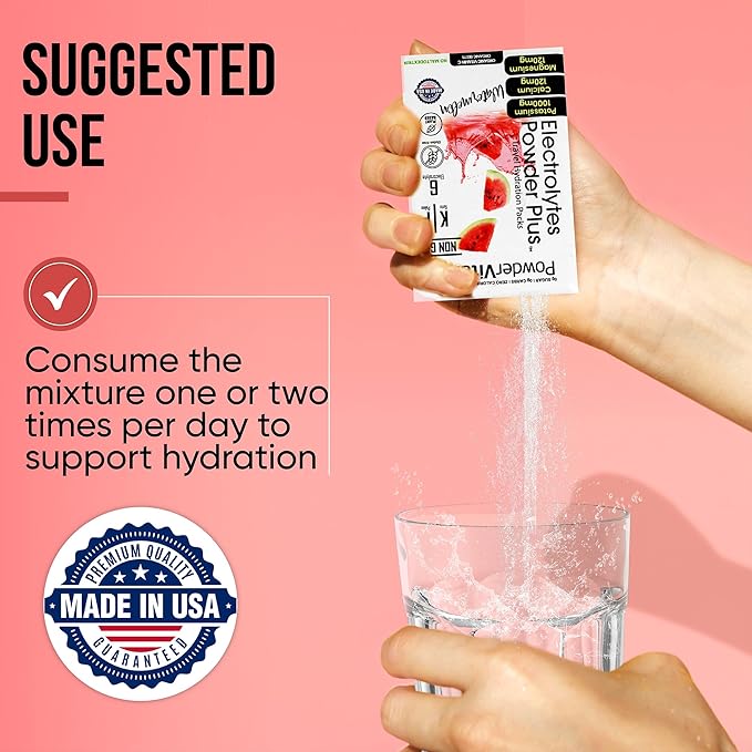 Electrolytes Powder Plus, Keto, Watermelon, Sugar Free, 1000mg Potassium, 120mg Calcium, 120mg Magnesium, Non-GMO, Zero Calories, 30 Hydration Packets