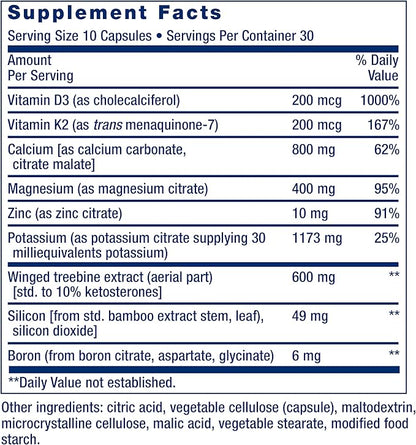Life Extension Dr. Strum's Intensive Bone Formula, Cissus quadrangularis, Calcium, Vitamin D3, K2, Magnesium, zinc, Potassium, Boron, Bone Health Support Formula, Gluten Free, Non-GMO, 300 Capsules