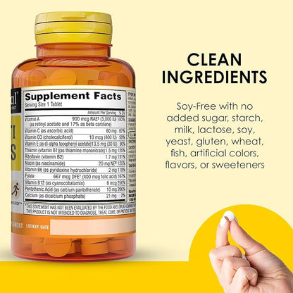 MASON NATURAL Mini Multi Vitamins, Vitamins A, C, D3, E, B1, B2, B3, B6, B12, Folate and Calcium for Overall Health, 300 Day Supply