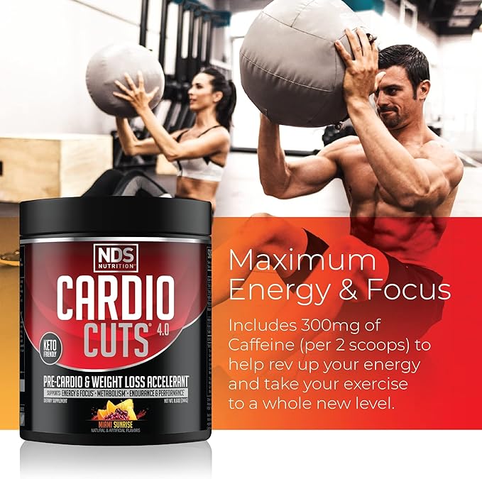 NDS Nutrition 4.0 Pre Workout Supplement - Advanced Weight Loss and Pre Cardio Formula with L-Carnitine, CLA, MCTs, L-Glutamine, and Safflower Oil - Miami Sunrise (40 Servings)