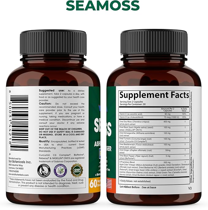 Sandhu Herbals Shilajit, Sea Moss & Zinc 50mg Supplement Combo | Supports Natural Energy, Immune and Cognitive Health