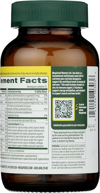MEGAFOOD Women's 40+ One Daily Multivitamin Tablets, 72 CT
