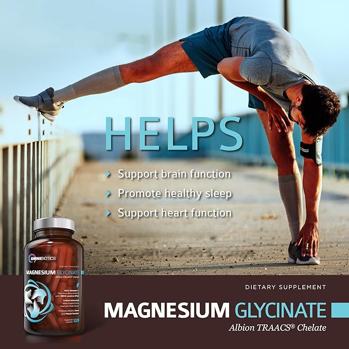 Magnesium Glycinate Supplement with Superior Absorption - Magnesium Supplement with 100% Pure Albion TRAACS Bisglycinate Chelate for Sleep, Heart Health, Nerves, & Muscles - Non-GMO 120 Vegan Capsules