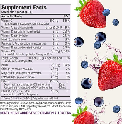 ANDREW LESSMAN Efficient C Mixed Berry 90 Packets - Immune, Energy, Stress and Eye Health Support. Reinvention of The Vitamin C Drink. No Calories. No Sugar. No Carbs. Easy to Mix.