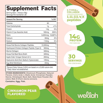 The Afterglow Multi Collagen Protein + Beauty (30 Servings, Cinnamon Pear) - Hair, Skin, Nail & Joint Support - Non-GMO and Gluten Free