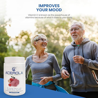 Natural Vitamin C | Acerola Cherry Naturally Grown Powder 1 Lb (16 Oz - 453 Grams) - Origin Nobel Prize Winner Immune System Booster, Non-GMO Whole Food Vitamin C Supplement