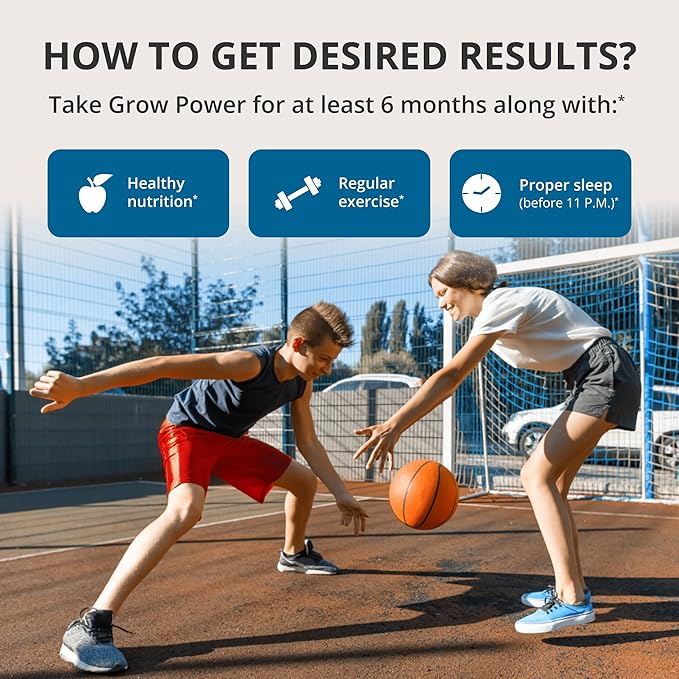 NuBest Grow Power Height Supplement with Calcium, Magnesium, Vitamin D3, Zinc for Age 10+ Height Growth, Grow Taller, Increase Height Growth Natural - Free of Growth Hormone - 60 Growth Capsules