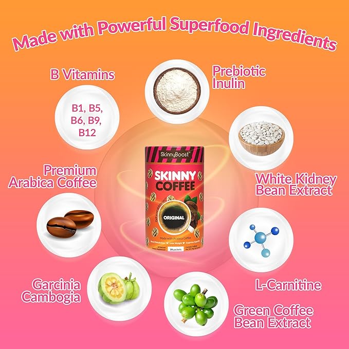 SkinnyBoost Instant Skinny Coffee Unflavored + Sugar-Free Apple Cider Vinegar Gummies Bundle – Slimming Coffee & ACV with The Mother, B Vitamins, Pomegranate