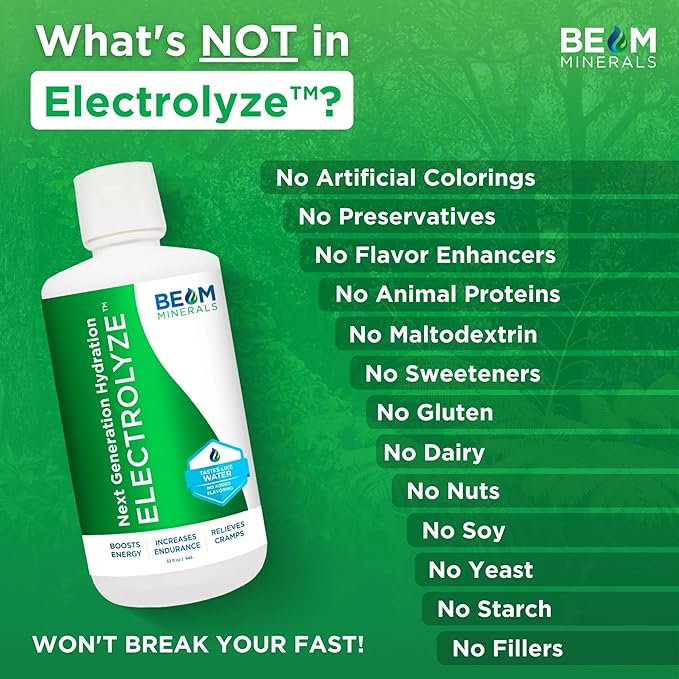 Beam Minerals Electrolyze | Electrolyte Imbalance Solution | Gold Standard Electrolytes Replenishment | Electrolyte Supplement Liquid | Fulvic Acid Trace Mineral Micronutrients Supplements | 32 fl Oz