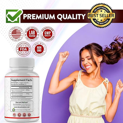 Organic Berberine with Ceylon Cinnamon 2175mg - Premium berberine supplement high purity extract USDA Organic, support immune system, Berberine Plus Complex, Non-GMO Vegan for Men Women 90 Capsules