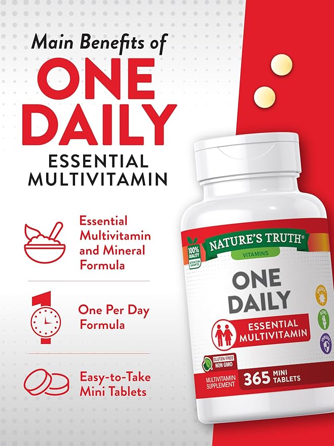 Nature's Truth One Daily Multivitamin | 365 Mini Tablets | Non-GMO & Gluten Free Supplement | for Men and Women