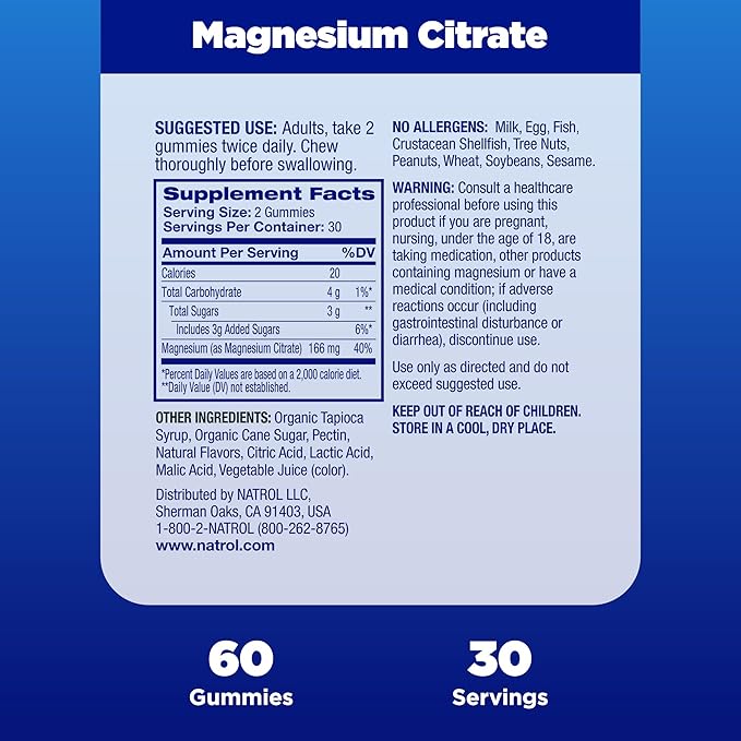 Natrol Mood + Stress Magnesium Citrate 330mg, Dietary Supplement for Mood and Occasional Stress Support, 60 Raspberry-Flavored Gummies, 15-Day Supply