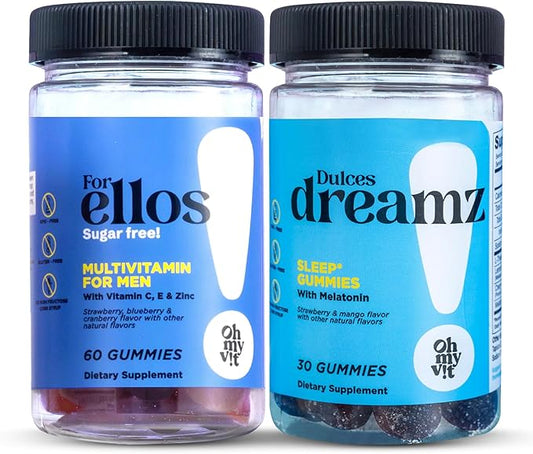 OH MY VIT! for Ellos Men's Multivitamin Gummy and Dulces Dreamz Melatonin Gummy with L-Theanine and Lemon Balm