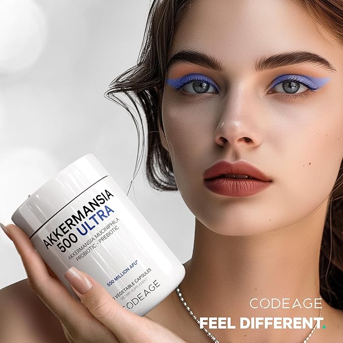 Codeage Akkermansia Muciniphila Probiotic Ultra - High-Potency 500M AFUs Akkermansia Probiotic Supplement - Enhanced Daily Probiotic & Prebiotic, Chicory Inulin - 3-Month Supply - 90 Capsules