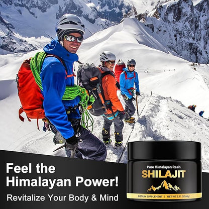 Pure Himalayan Shilajit for Men & Women, Fulvic Acid & 85+ Trace Minerals Supplement for Immune Boost & Energy Support, 800mg High Potency Gold Organic Shilajit Resin（60g）