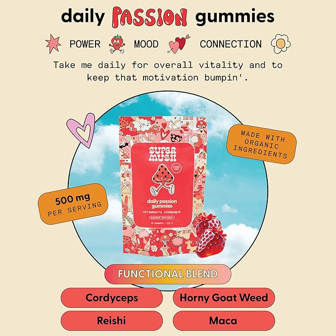 Horny Goat Weed Gummies - Horny Goatweed for Men & Women with Cordyceps, Reishi & Maca Root - Maximize Blood Flow, Increase Mood & Stamina - Enhance Vitality for Women & Men