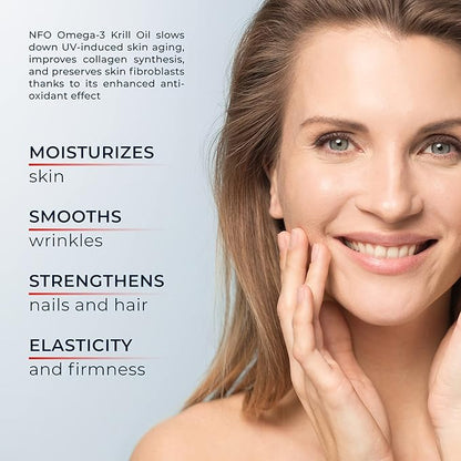 NFO Omega Krill Oil - Dual Marine Complex + Natural Antioxidant Astaxanthin | with Phospholipids | Premium Norwegian Formula 60 Capsules