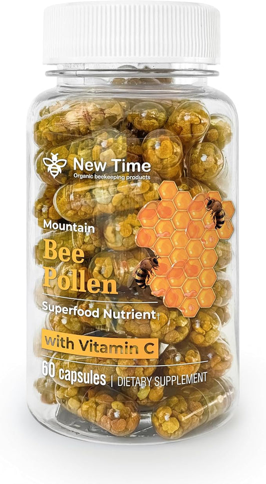 Bee Pollen Capsules – Organic Supplement for Pregnancy Support, Energy, Vitality, Wellness, Rich in Vitamins, Immune & Nutrient Boost, Premium for Men & Women, 100% Pure & Natural for Breast Growth