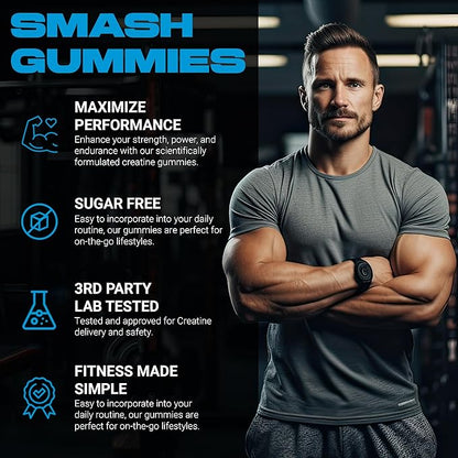 3-Month Supply Creatine Monohydrate Gummies 5g, Creatine for Women and Men, (120ct) Vegan, Sugar-Free, Gluten Free. Preworkout & Post Workout (Variety Pack: 90 Day Supply)