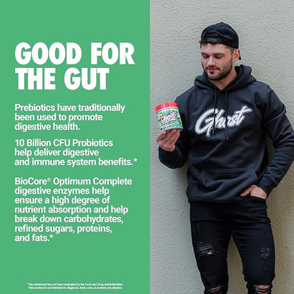 GHOST Greens Powder, Apple Cider - 30 Servings - 19 Superfood Greens & Reds Powder, Fruits, Vegetables, Spirulina, & Chlorella, Prebiotics, 10 Billion CFU Probiotic & Digestive Enzymes - Gluten-Free