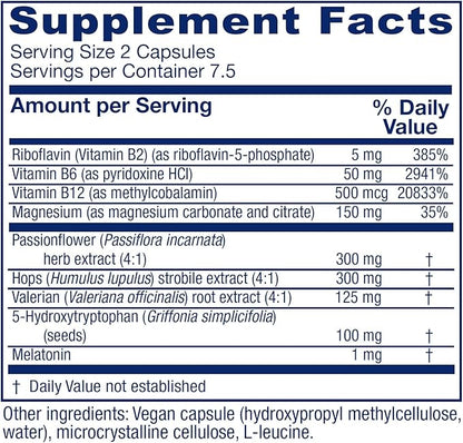 Vitanica SleepBlend - Sleep & Relaxation Support for Women - Herbal Supplements with Melatonin, Valerian Root, Vitamin B2 & B12 & Magnesium - Pro Logo - 15 Vegan Caps