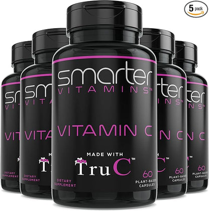 (5 Pack) Raw Whole Food Vitamin C from Berries, Premium Antioxidants, Bioflavonoids & Polyphenols, 300 Vegan Capsules