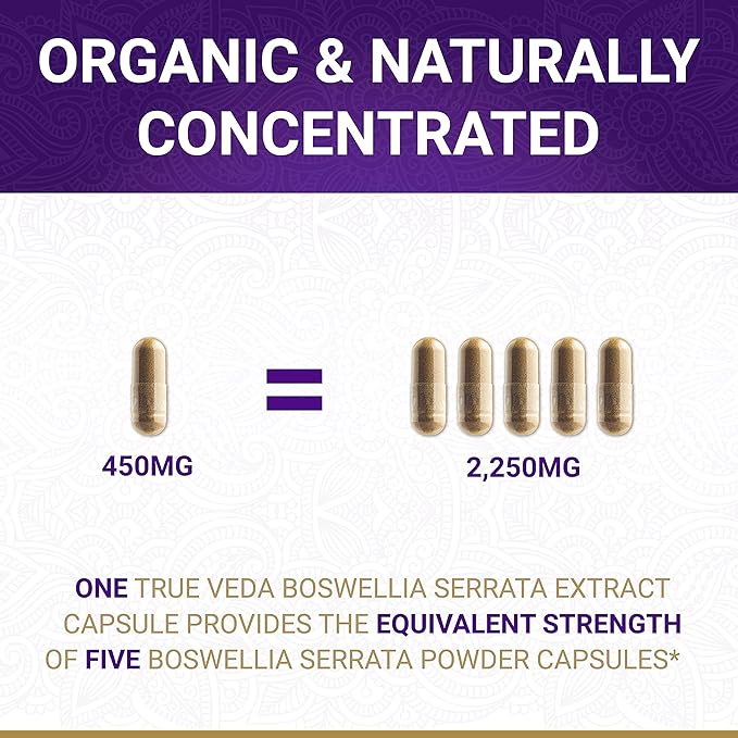 Organic Boswellia Extract Capsules - Boswellia Serrata Extract Capsules | USDA Organic Supplement | 5:1 Extract | Max Strength 75% Boswellic Acid | Boswellia Complex | 60 Vegan Boswellia Capsules