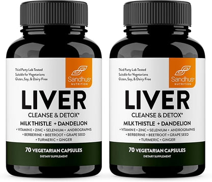 Sandhu's Liver Renew Cleanse & L-Arginine with Nitric Oxide Precursor Capsules | Supports Immune, Digestive Health, Energy and Healthy Circulation
