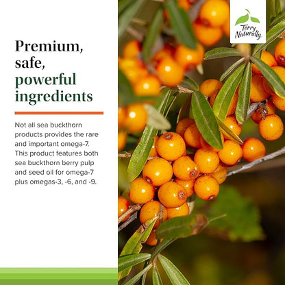 Terry Naturally Omega-7 - Dietary Supplement with Essential Fatty Acids - Nutritional Supplement to Support Skin Health with Sea Buckthorn, Berry Pulp & Seed Oil - 60 Softgels