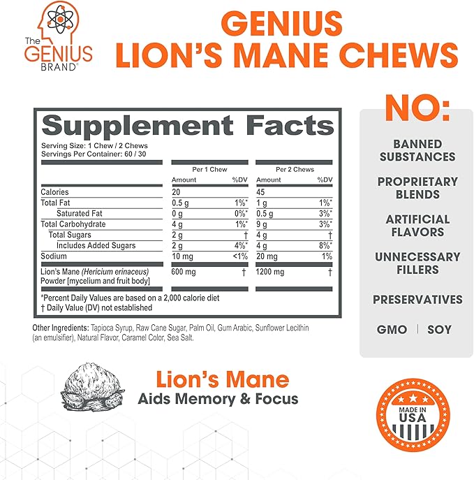 Genius Cognitive & Mood Support Bundle - Lion’s Mane Soft Chews & Joy Mood Enhancer - Supports Focus, Clarity, Mood, & Neural Function
