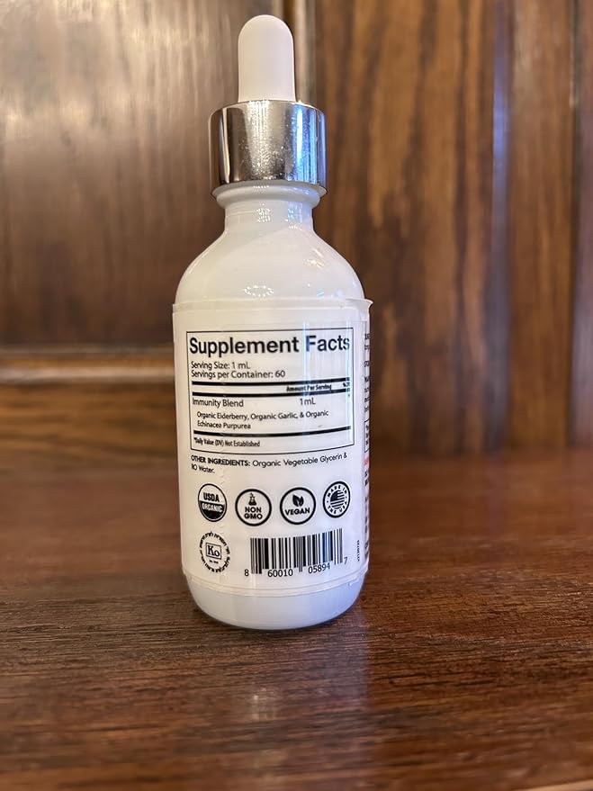 DropRx Immunity by Dr. Nicole Saphier – Elderberry, Echinacea & Garlic Supplements for Immune System Support, Organic, Non-GMO, Vegan, Gluten-Free, Kosher, Made in USA (2 Fl Oz)