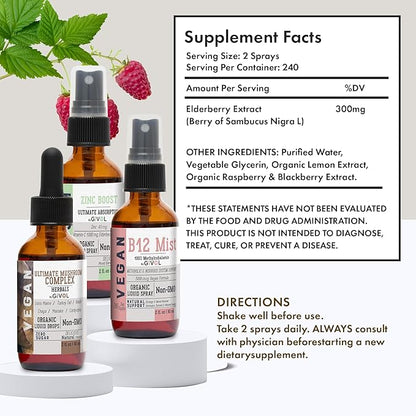 Cognitive Wellness Bundle Liquid Vitamin Trio: Methylcobalamin B12, Lions Mane, Reishi, Chaga Mushroom Complex & Zinc Picolinate: Gluten-Free, Sugar-Free, Non-GMO - 360 Days Supply