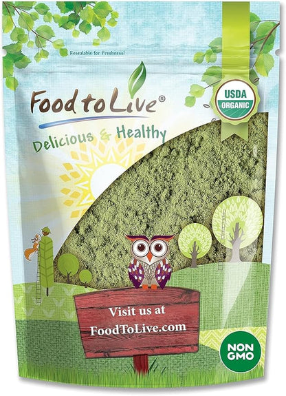 Food to Live Organic Alfalfa Powder, 4 Ounces – Non-GMO, Made from Raw Dried Whole Young Leaves, Vegan, Bulk, Great for Baking, Juices, Smoothies, Tea & Drinks. Good Source of Dietary Fiber & Protein