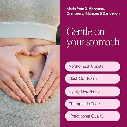 Pure D Mannose Capsules 1000mg Per Serve - Fast Acting UTI Support - Urinary Tract Cleanse & Bladder Health - Cranberry, D-Mannose, Dandelion, Hibiscus Flower - 60 Veggie Caps